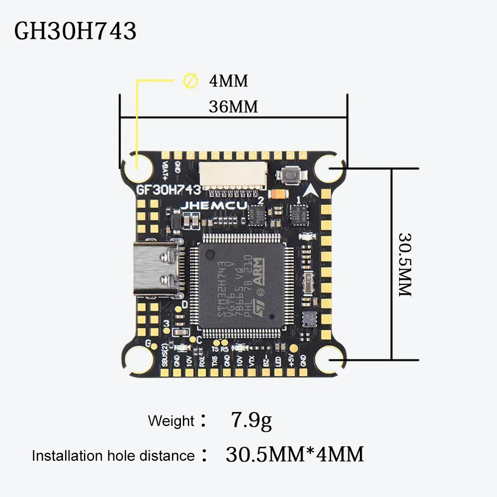 Flugsteuerung-JHEMCU-GF30H743-H743-305x305mm-480MHZ-Barometer-OSD-BlackBox-5V-10V-BEC-3-6S-Unterstuu-2007034-4